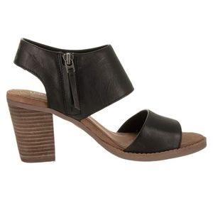 TOMS Black Leather Block Sandals